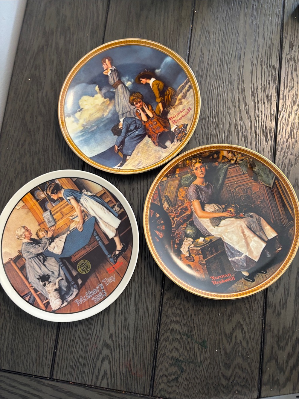Vintage Norman Rockwell Collector Plates Set of 3 Knowles Fine China